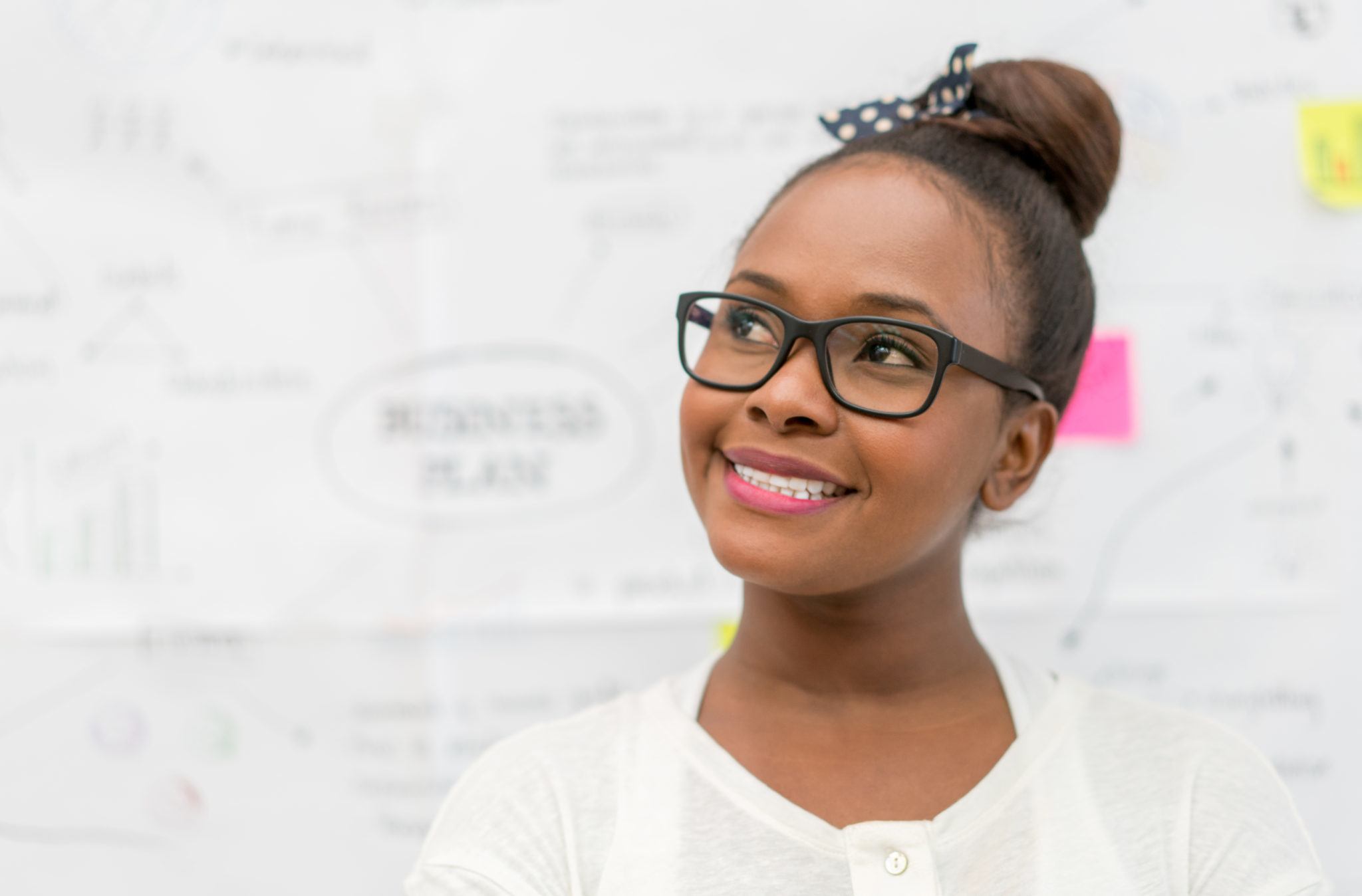 Thoughtful woman at the office Marketing