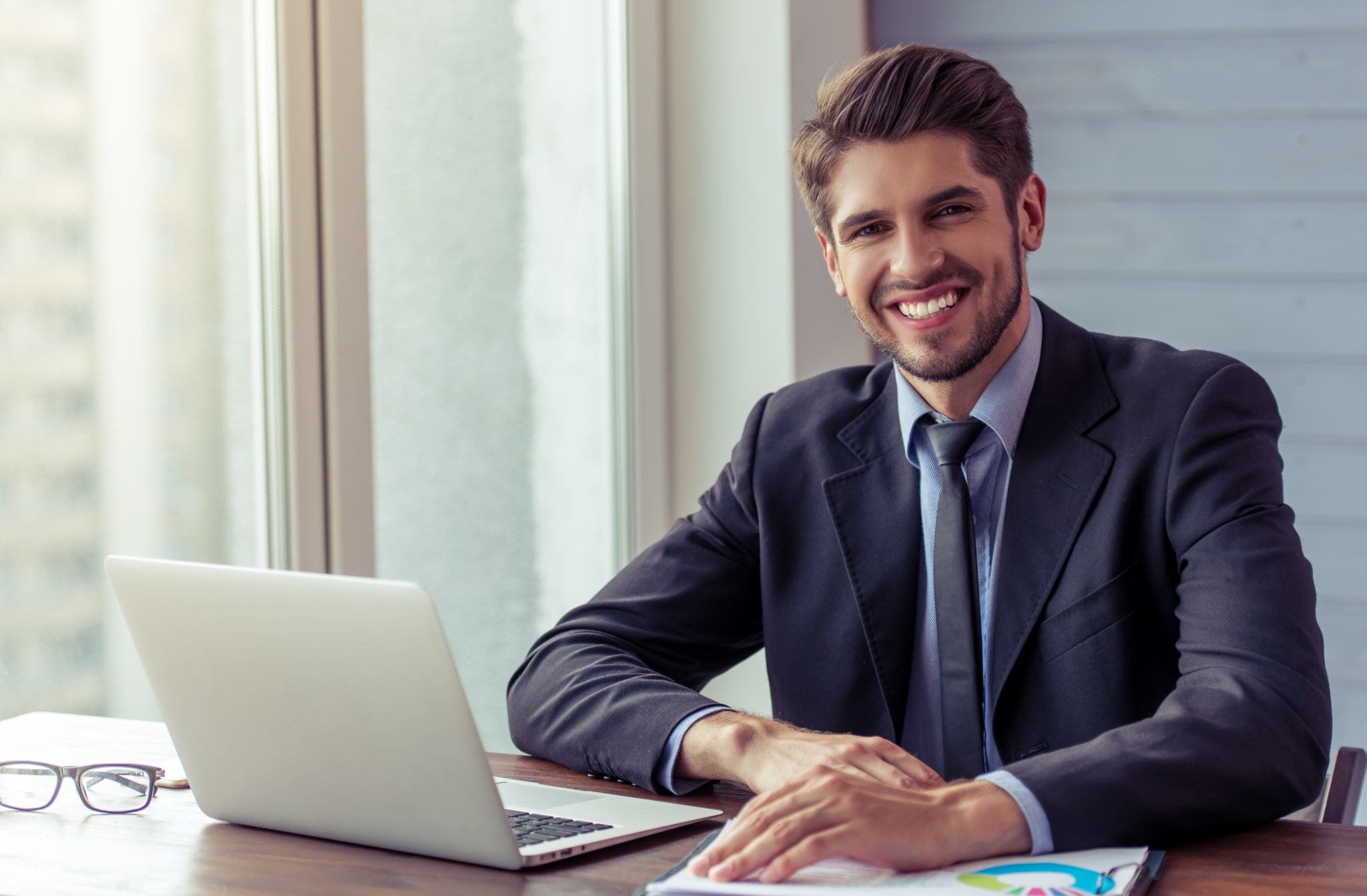 Handsome young businessman working Accountant